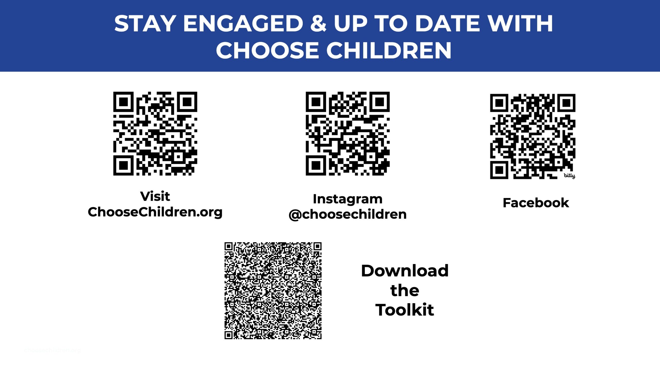 Stay Engaged & Up to date with Choose Children QR Codes